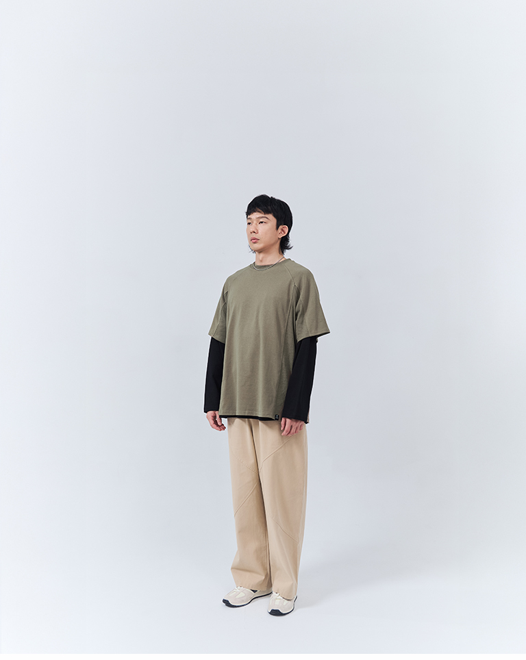 Men's Plain Short-Sleeve Top with Ribbed Design - Gray-Green M/L/XL【01099551】in stock+pre-order