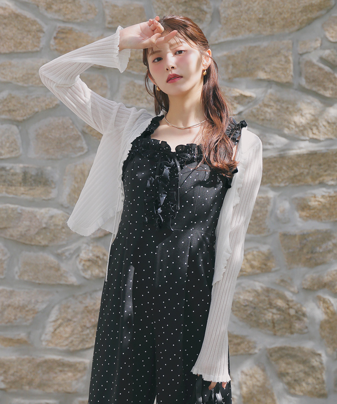 [預購] LILLIAN CARAT 前綁帶透膚針織開襟衫