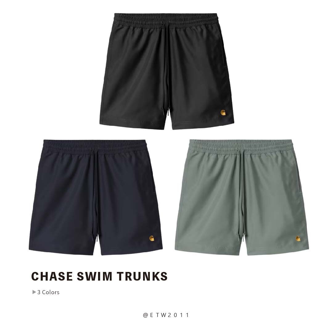 ☆ETW☆【EASY TO WEAR】CARHARTT WIP CHASE SWIM TRUNKS 海灘褲 短褲 黑色  刺繡 現貨