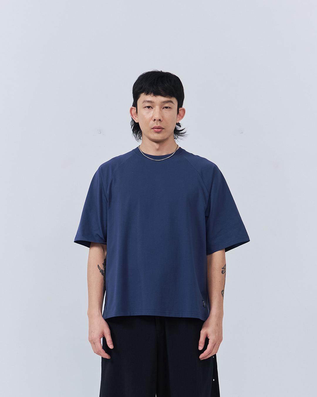Men's Basic Plain Raglan Sleeve Short-Sleeve Top - Blue M/L/XL【01190346】in stock+pre-order