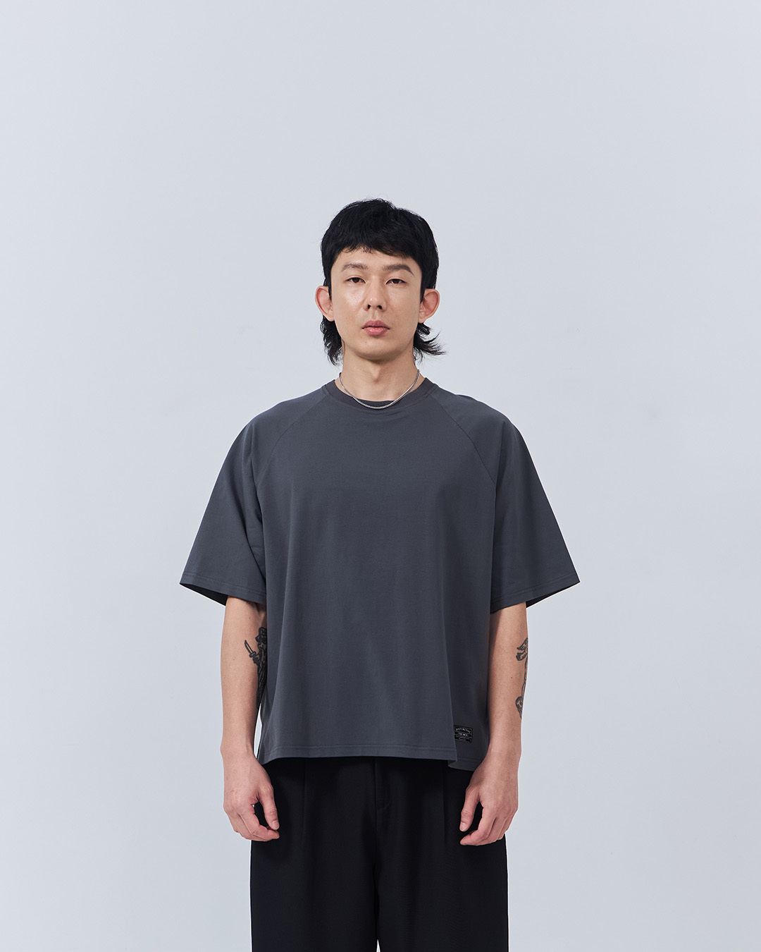 Men's Basic Plain Raglan Sleeve Short-Sleeve Top - GrayM/L/XL【01190347】in stock+pre-order