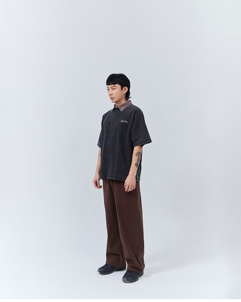Men's Distressed Design Embroidered Short-Sleeve Top - Black S/M/L/XL【01190354】in stock+pre-order