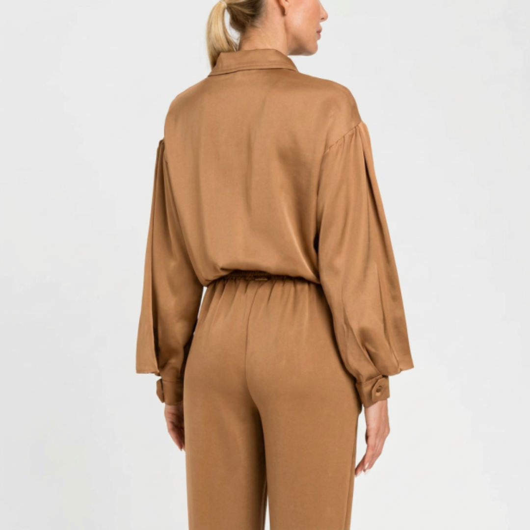 1TS0319-099 [TWINSET] Satin Jacket Walnut #261LL2LDD (C-EU-E)