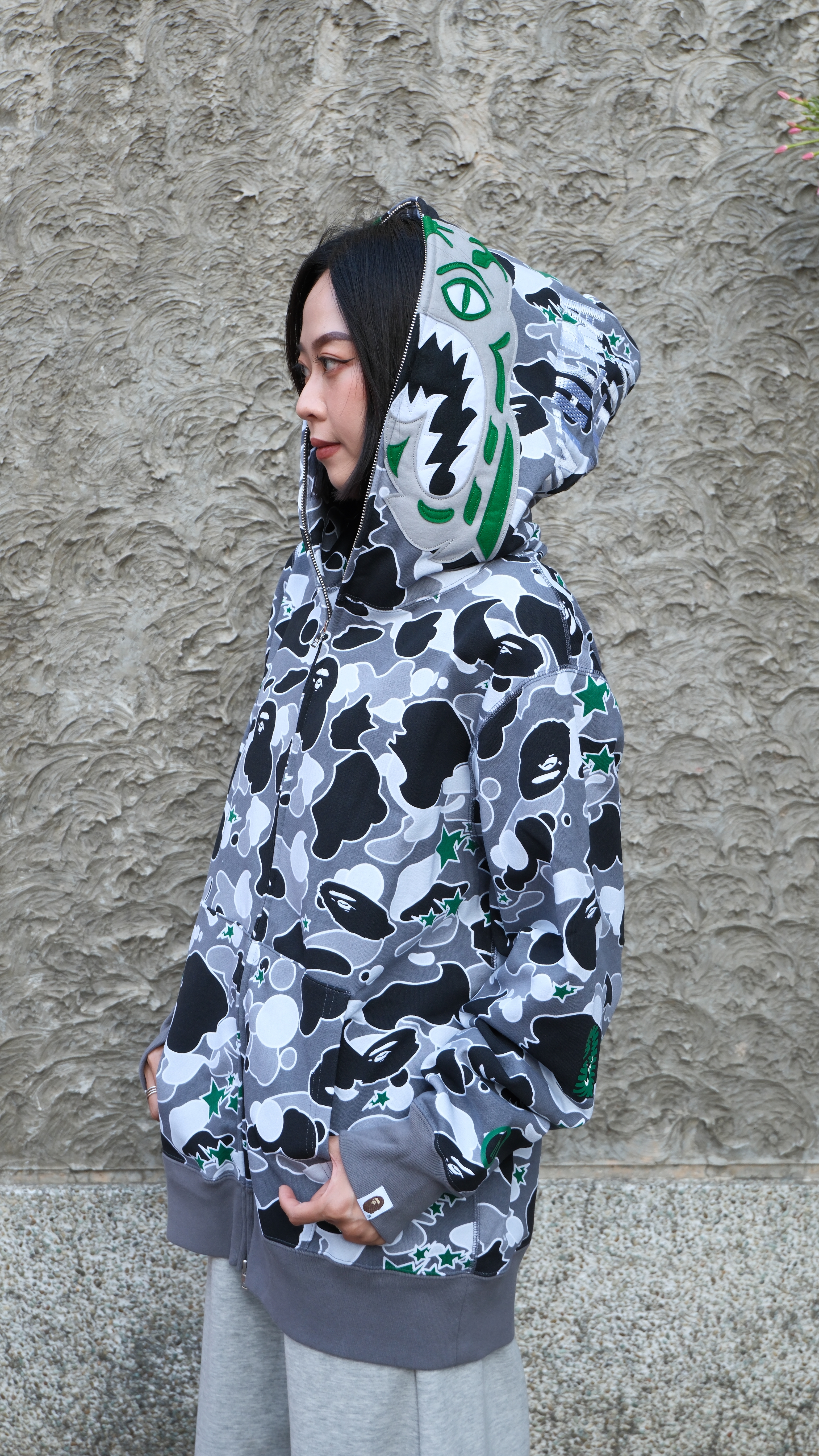 BAPE X HIDDEN 聯名 STA CAMO TIGER FULL ZIP HOODIE 老虎 迷彩 鯊魚外套 1M23115901