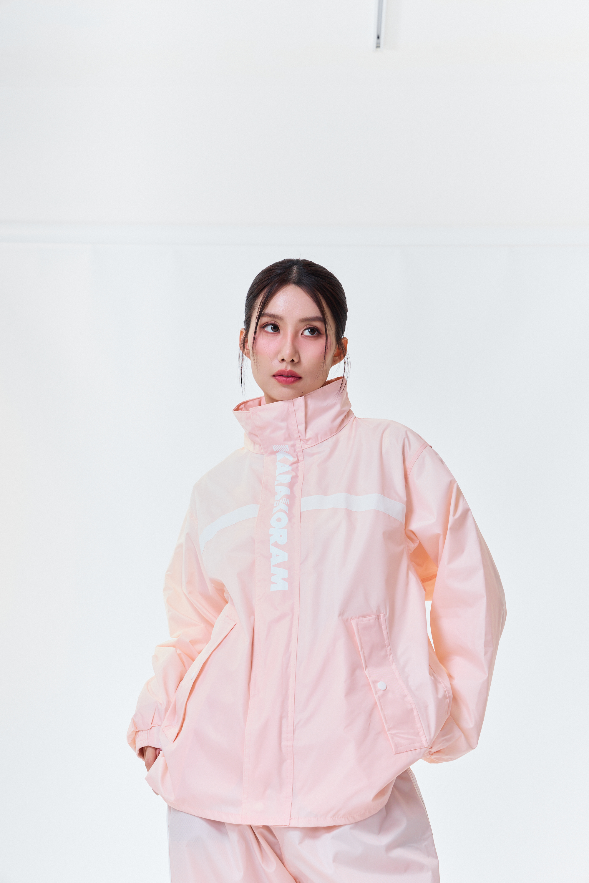 透氣防水 兩件式雨衣-水晶玫瑰粉