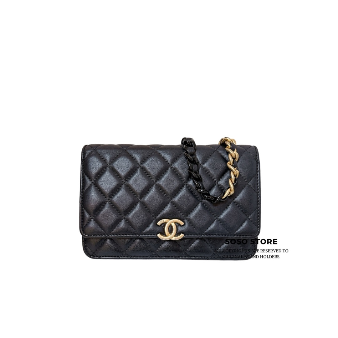 Chanel Classic Quilted Wallet on Chain - Black / GHW