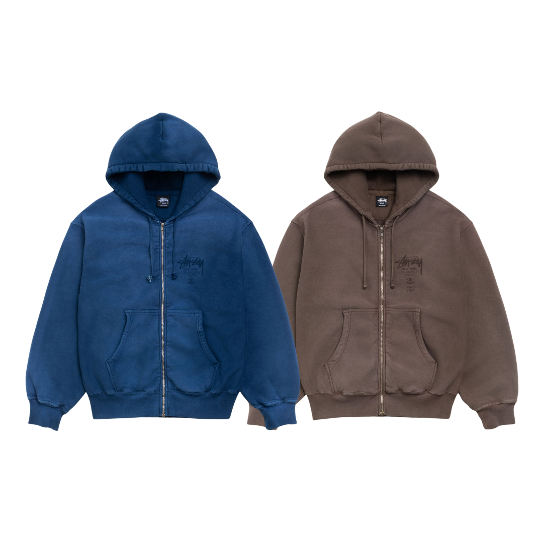 2026SS STUSSY WORLD TOUR SUN FADE ZIP HOODIE 世界 巡迴 連帽 外套 夾克 水洗 現貨 3973962SF