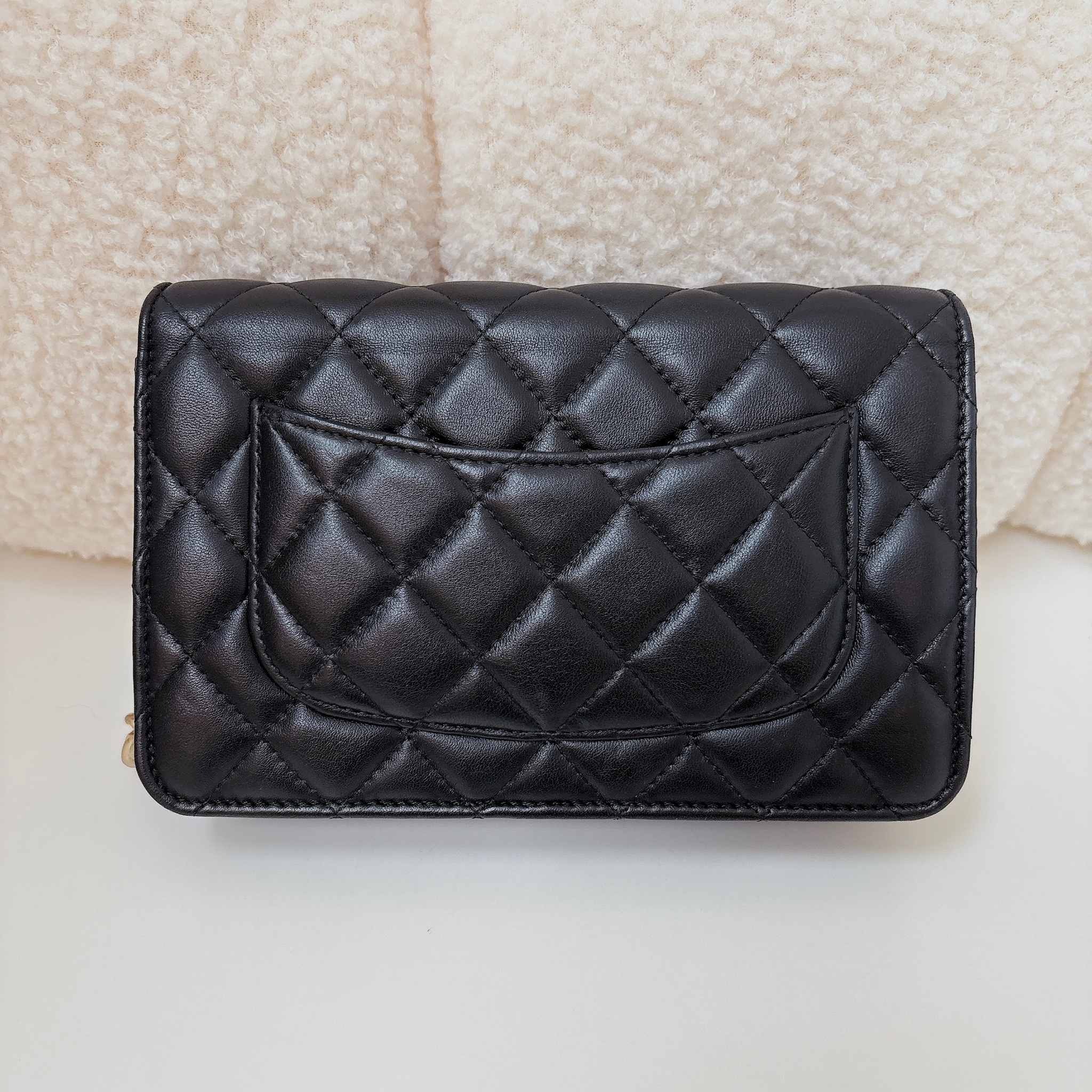 Chanel Classic Quilted Wallet on Chain - Black / GHW