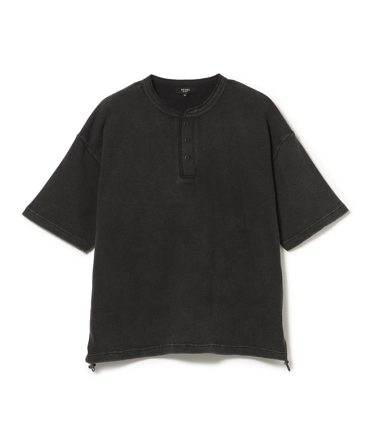 2026SS BEAMS HEART VINTAGE WAFFLE HENLEY T-SHIRT 店鋪限定 水洗 華夫紋 亨利領 下擺抽繩 短袖 短T 現貨 42040423639