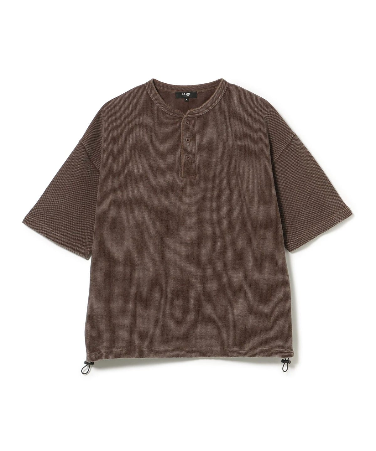 2026SS BEAMS HEART VINTAGE WAFFLE HENLEY T-SHIRT 店鋪限定 水洗 華夫紋 亨利領 下擺抽繩 短袖 短T 現貨 42040423639