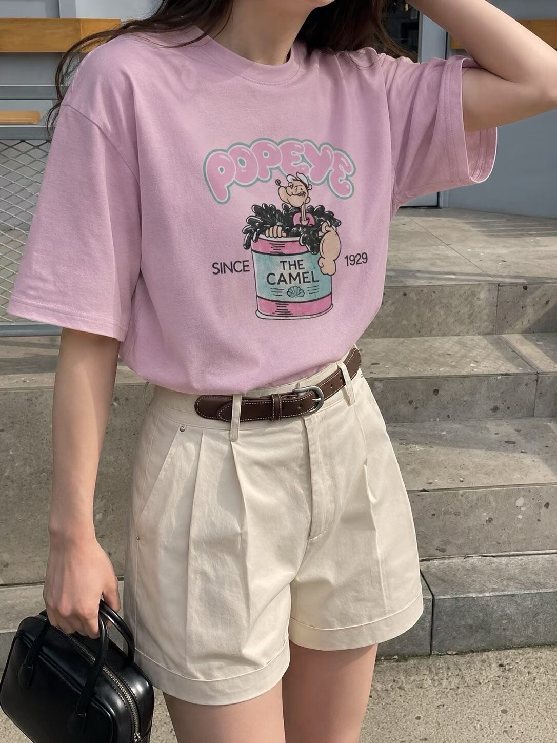 彩色Popeye字母卜派短袖圓領棉TEE / 3色