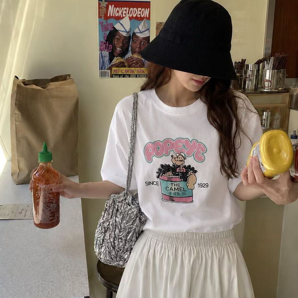 彩色Popeye字母卜派短袖圓領棉TEE / 3色