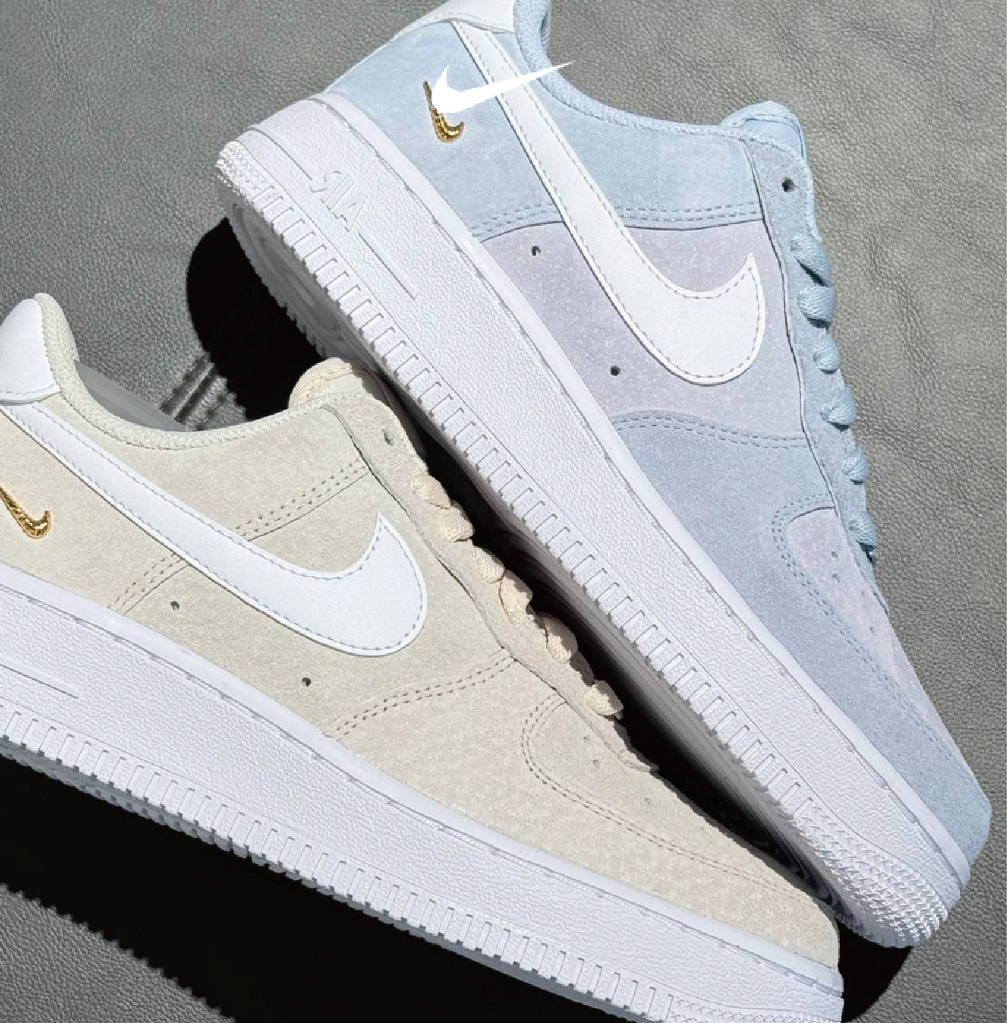 Nike Air Force 1 '07 小金勾 兩色IQ9964-400 活力奶藍 IQ9964-100 柔光奶杏