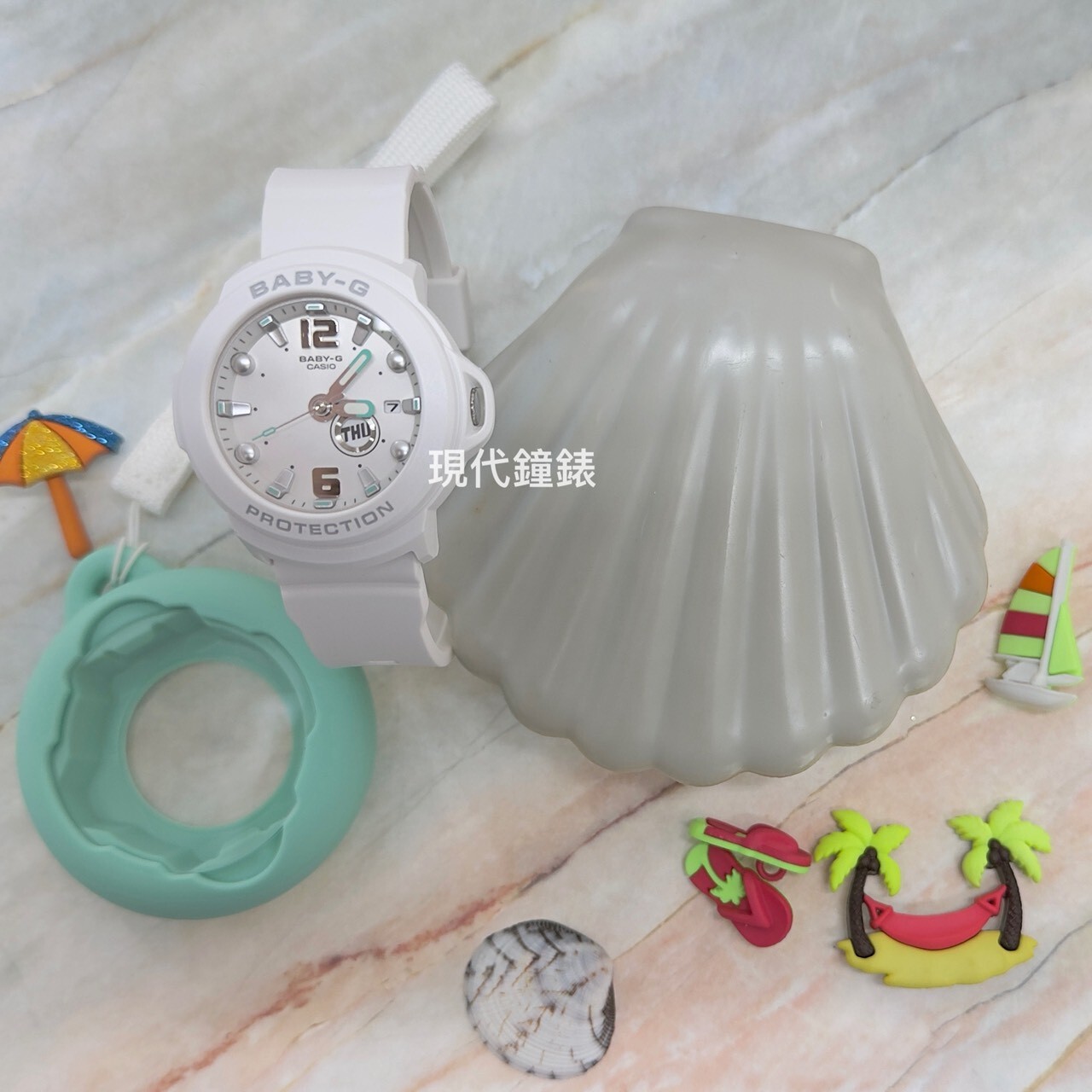 【BABY-G+PLUS】 手錶&吊飾趣味腕錶BGA-15K-7A 42.4mm 現代鐘錶