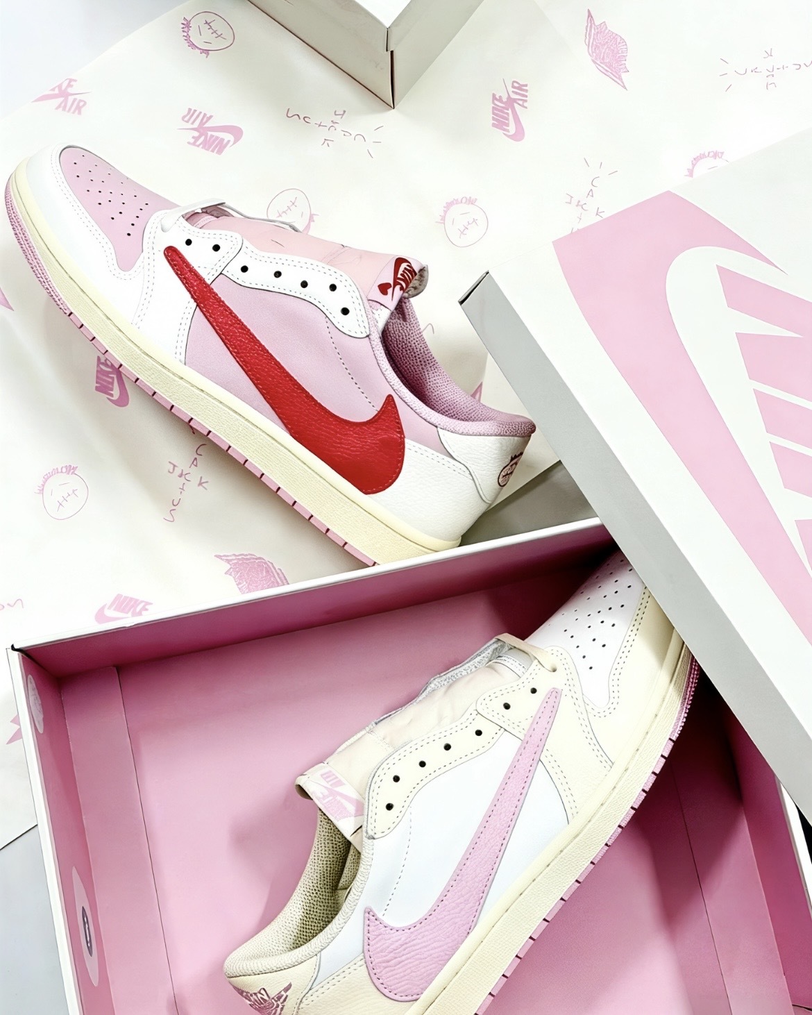 【逢甲 FUZZY】Travis Scott x Air Jordan 1 Low OG "Tropical Pink" 桃粉 奶白 IQ7604-101 IQ7604-100