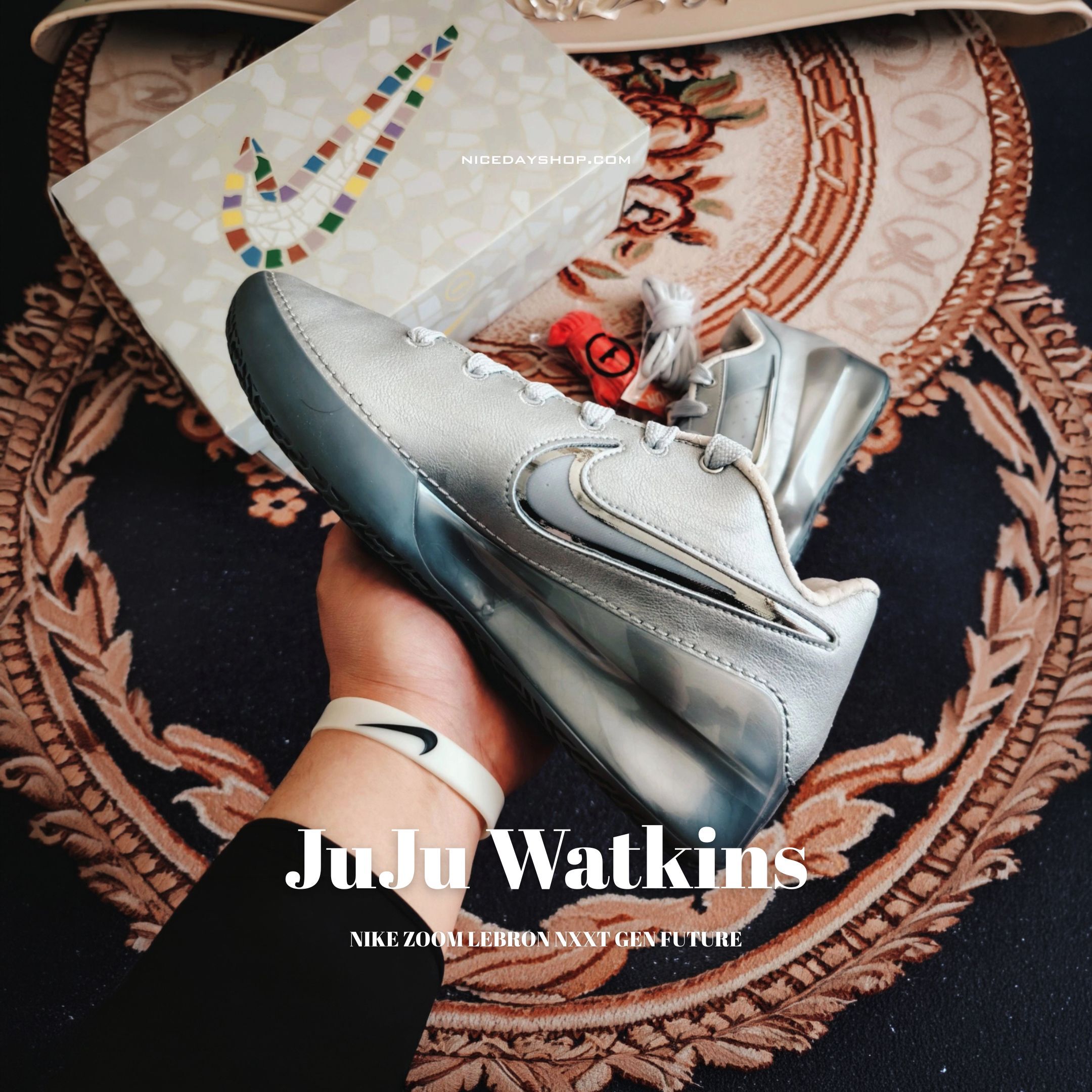 NICEDAY 代購 NIKE LeBron NXXT GEN BY JUJU 銀色 WITH LOVE 穩定 支撐 訓練 比賽 籃球鞋 IQ8493-002