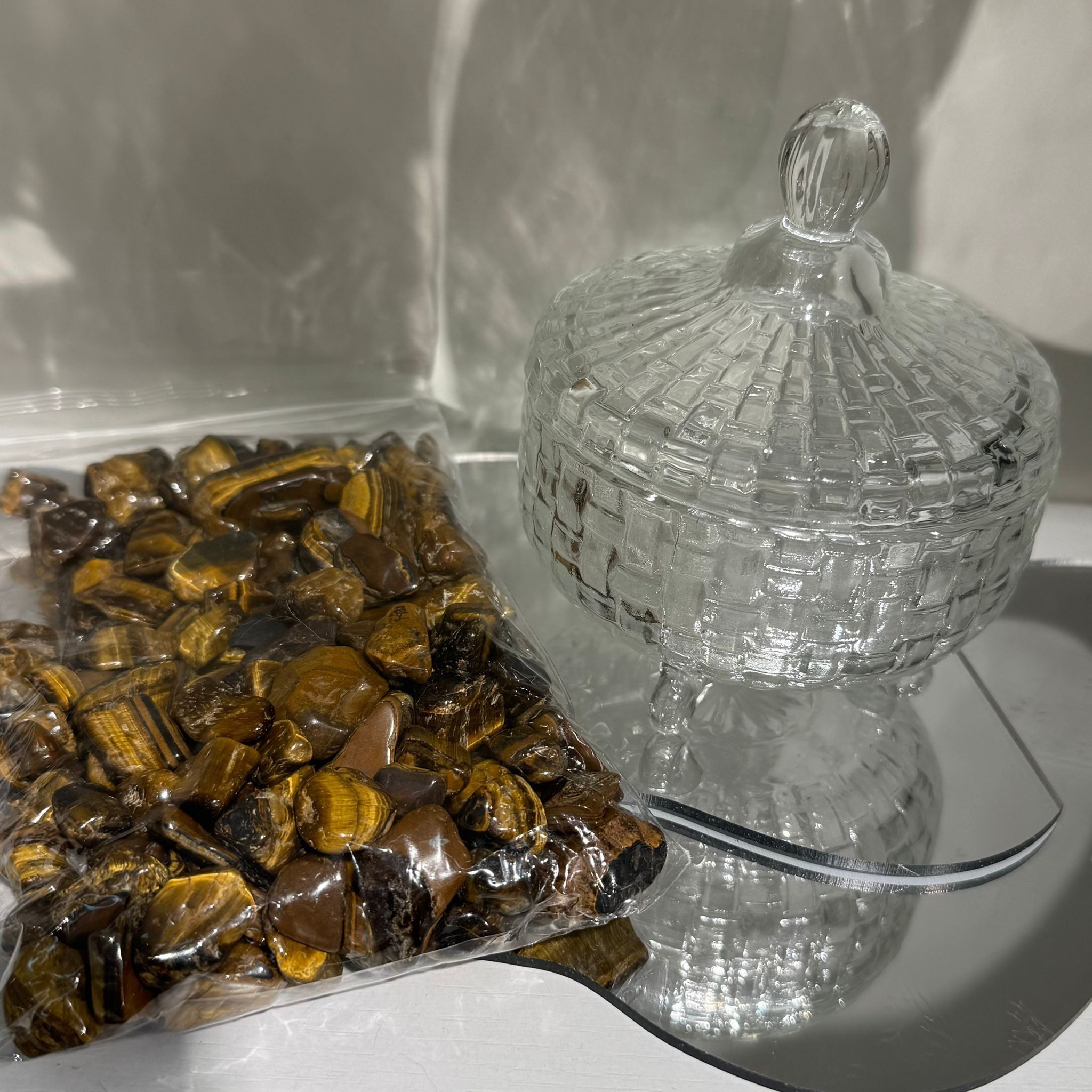 BRA-JJG0525-048 黃虎眼消磁碎石 500g (送玻璃碗) (A48)