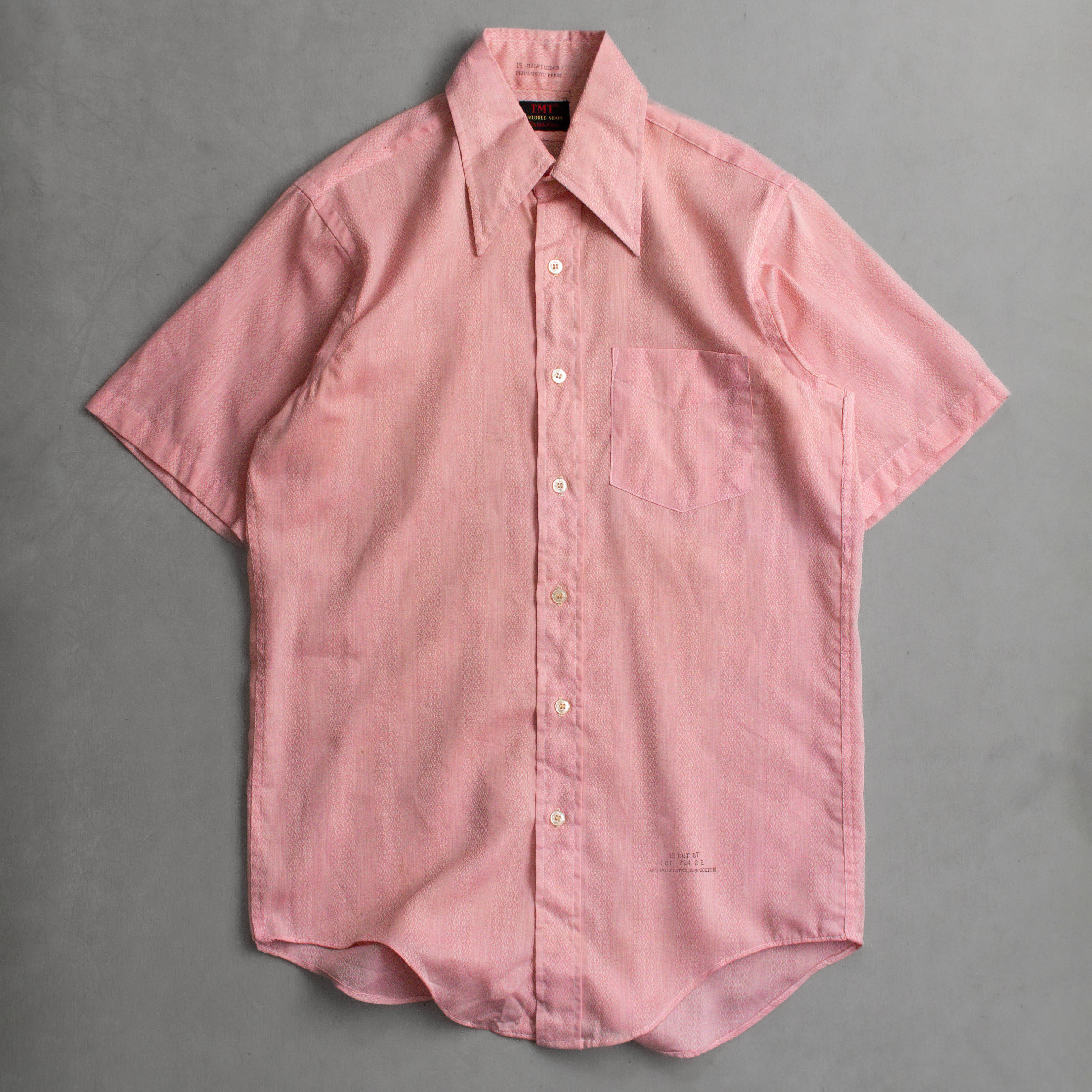 VINTAGE POINT SHIRT 美國 粉紅色 提花 箭領 短袖 襯衫