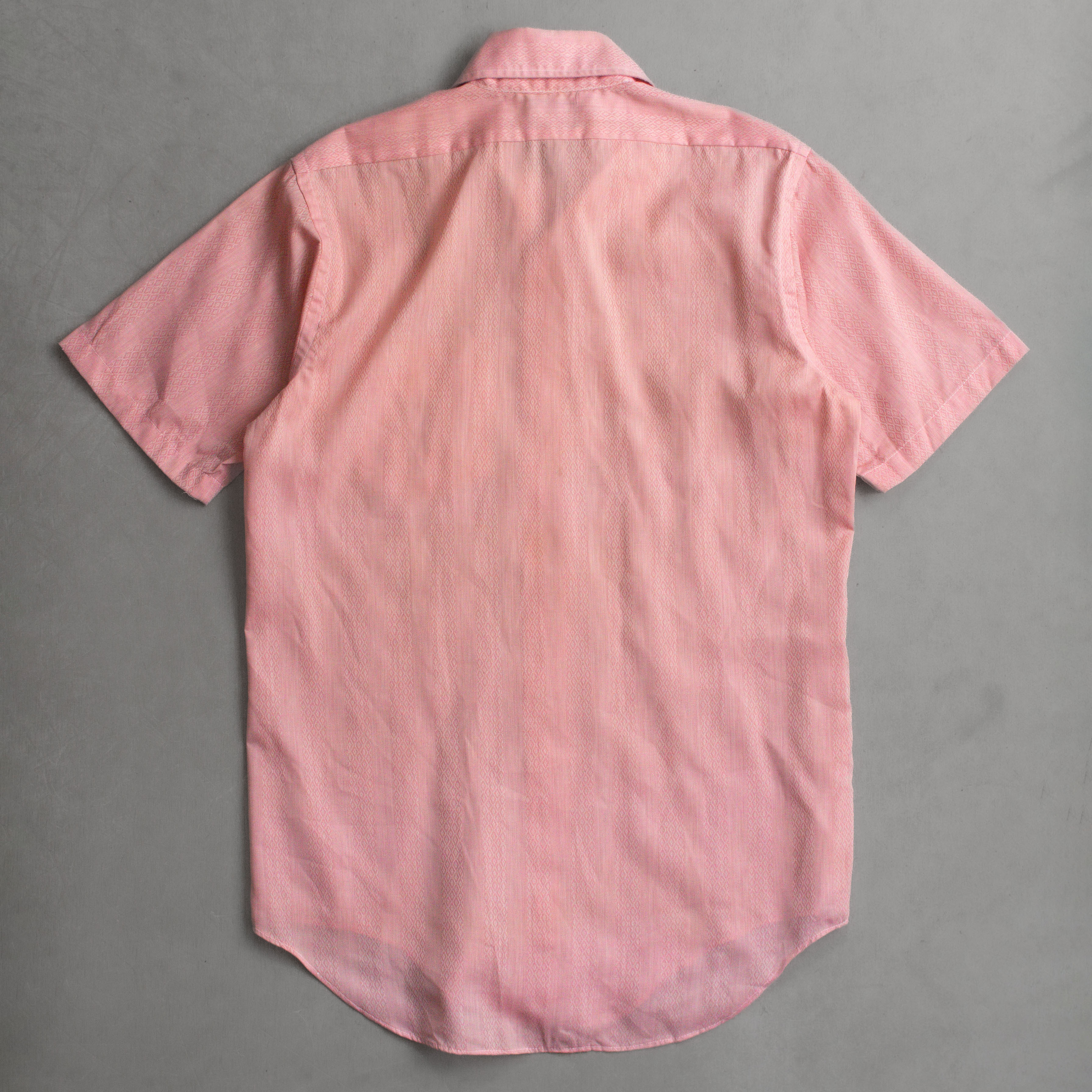 VINTAGE POINT SHIRT 美國 粉紅色 提花 箭領 短袖 襯衫