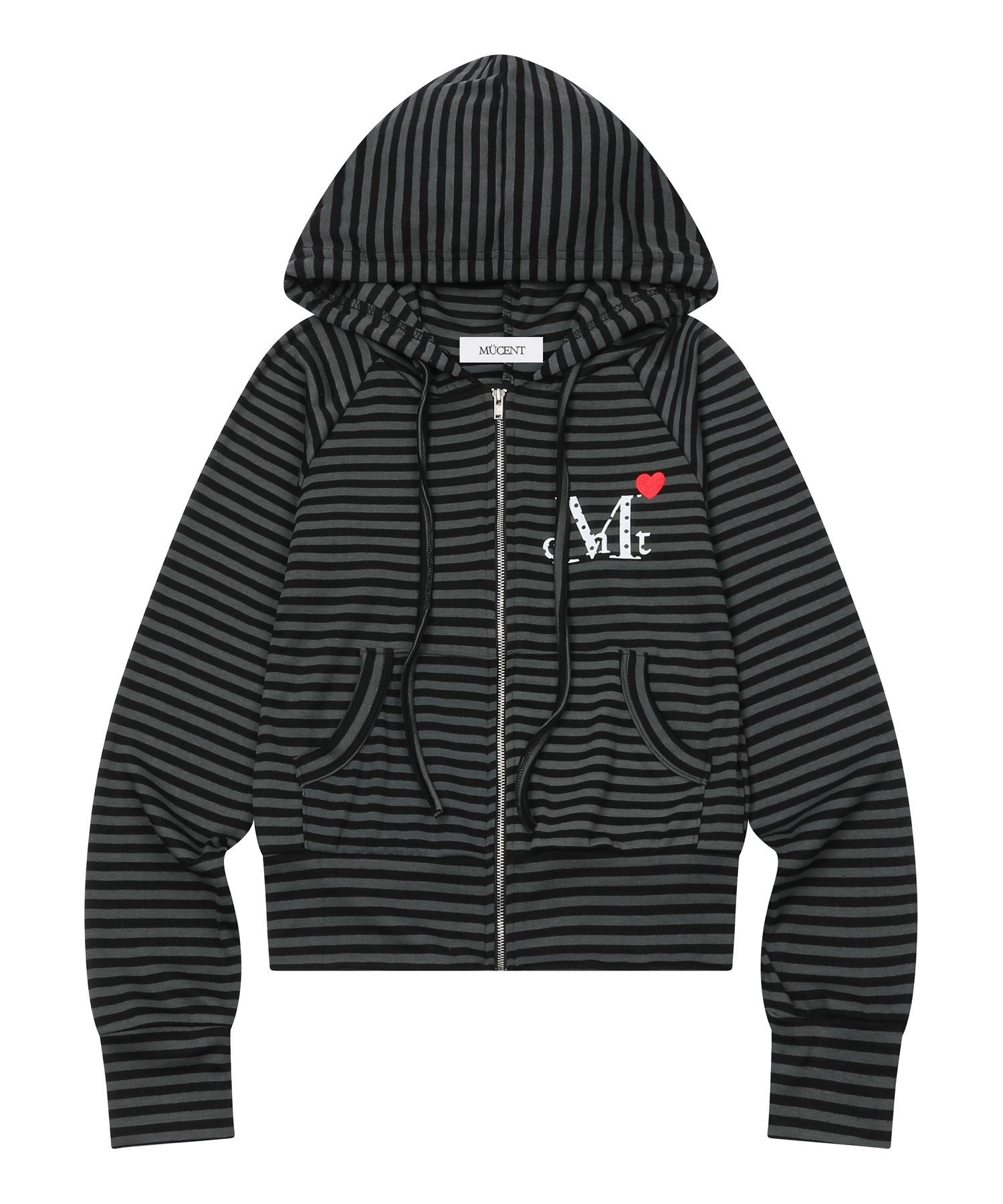 MUCENT Loverittz 愛心 Logo 條紋落肩連帽拉鍊外套 P0000BJX