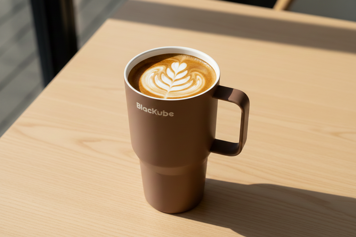 BLACKUBE 陶瓷雙飲吸管杯 Tumbler 600ml - 提拉米蘇棕 (Tritan吸管)