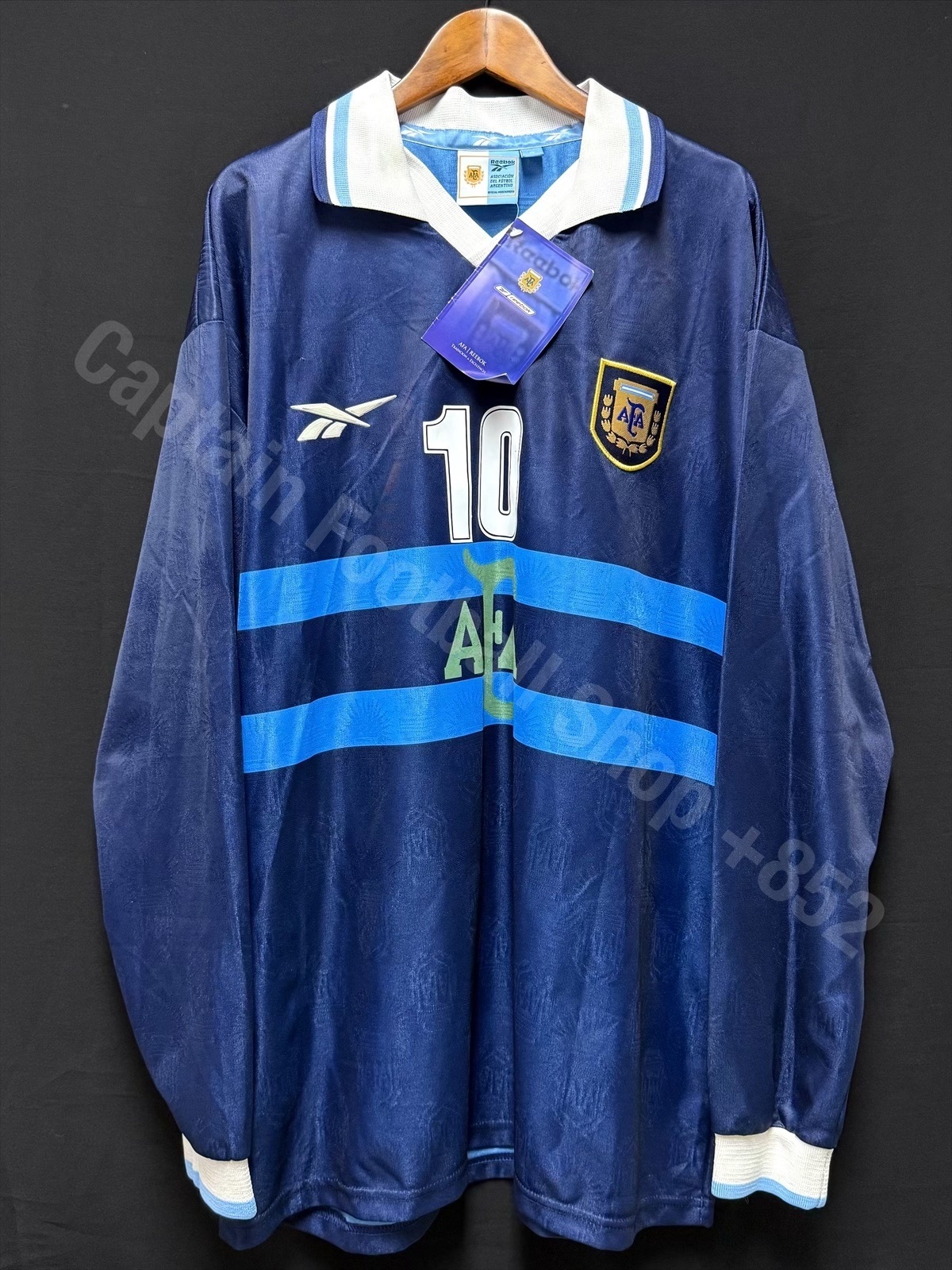 (BNWT) Argentina 2000-2001 Reebok L/S Away Shirt #10 ORTEGA
