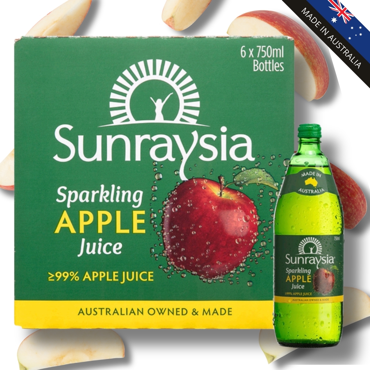 Sunraysia - Sparkling APPLE Juice, 750ml [ Glass Bottle ]