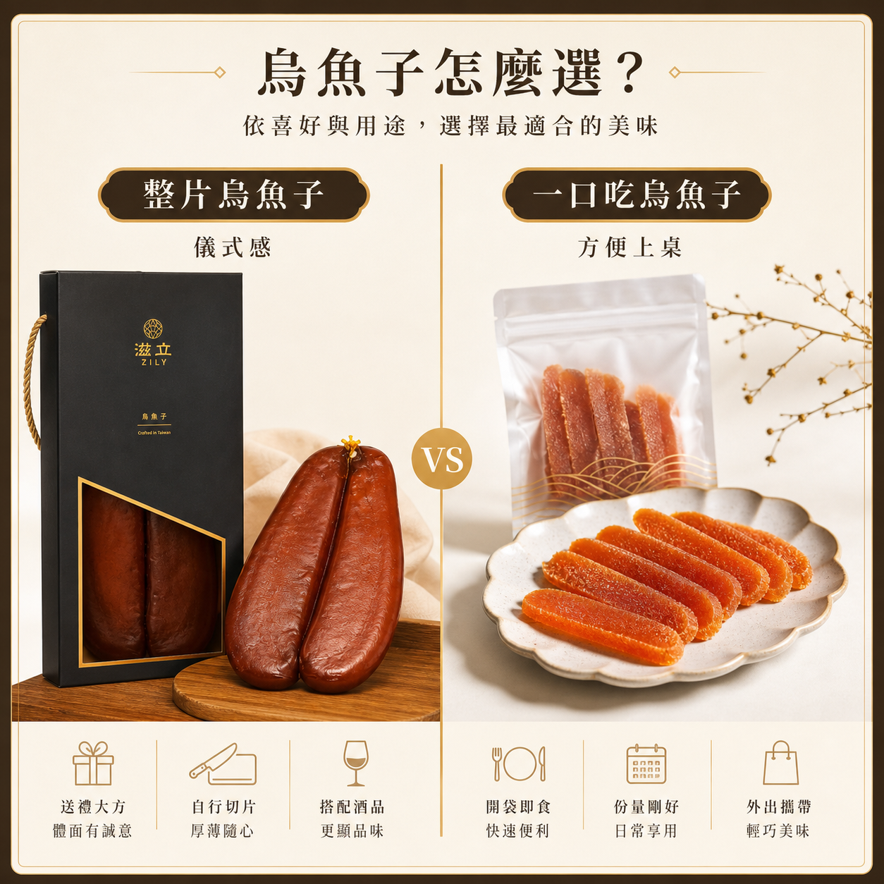 整片烏魚子與一口吃烏魚子怎麼選?送禮與方便上桌比較