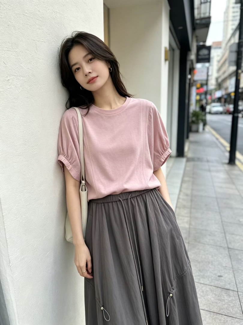 簡約又有氣質感的韓系感棉T