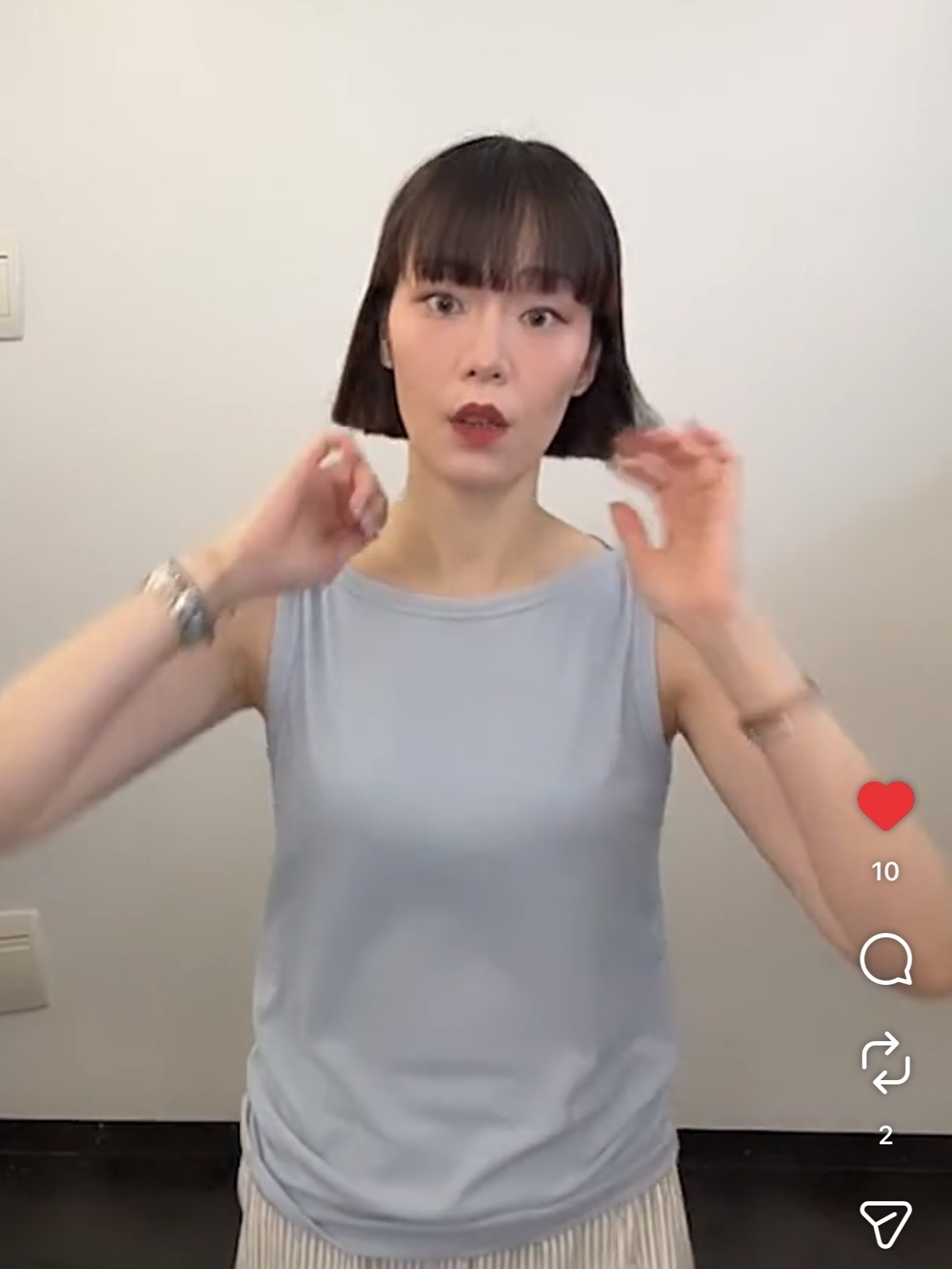 肩上交叉涼感紗紗背/5色均碼/藍