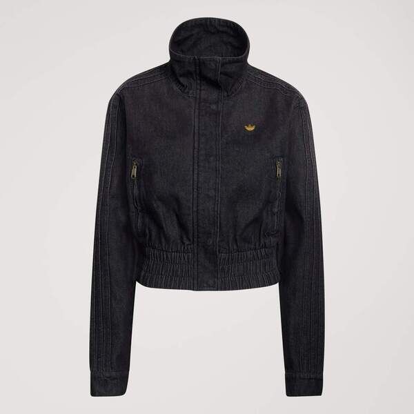 Adidas P Ess Denim Tt KD3918 女 立領外套 牛仔外套 休閒穿搭 黑 亞版 短版 丹寧
