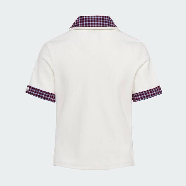 Adidas Plaid Polo Ss W KU9397 女 Polo衫 運動上衣 休閒短袖 米 白 亞版 格紋