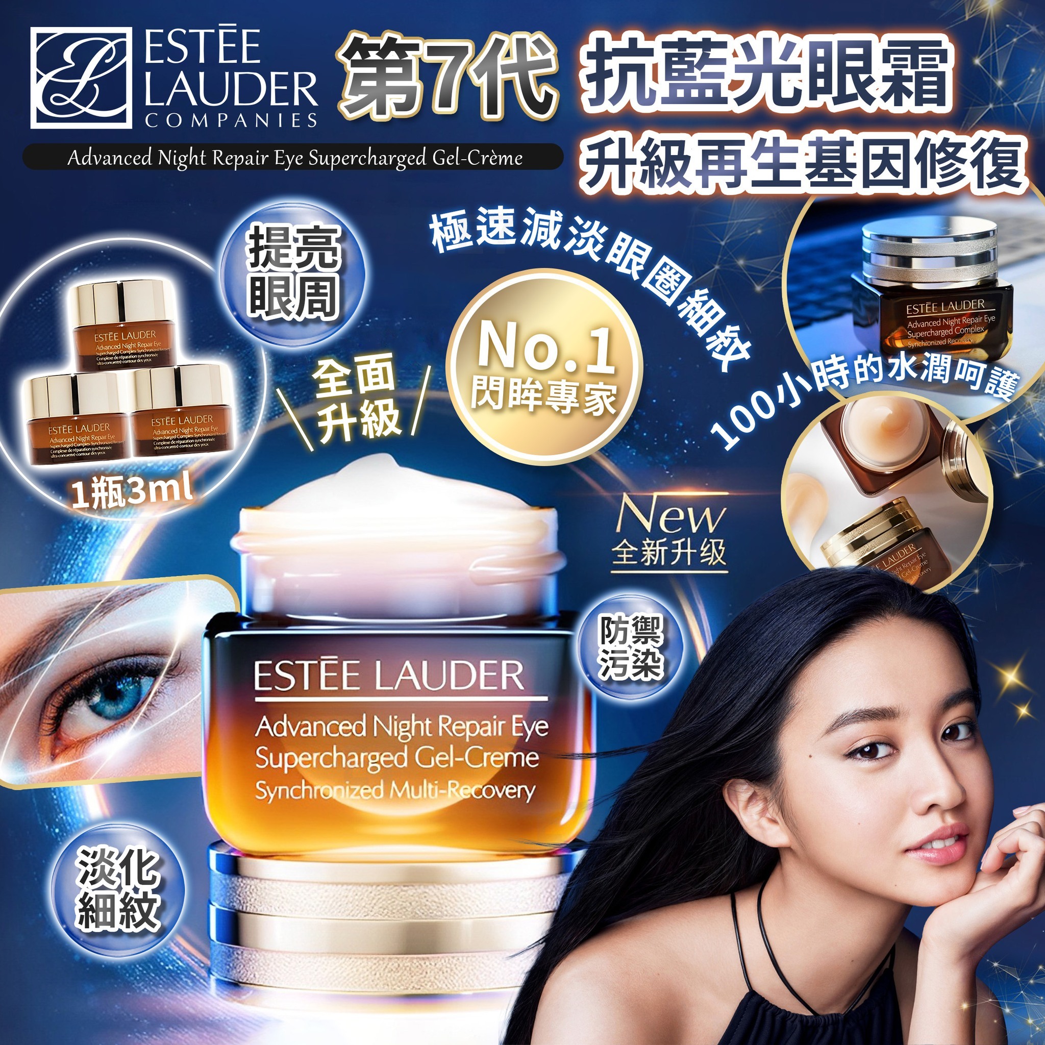 LYS01809 Estee Lauder皇牌 Night Repair 抗藍光眼霜 3ml (1套3個)