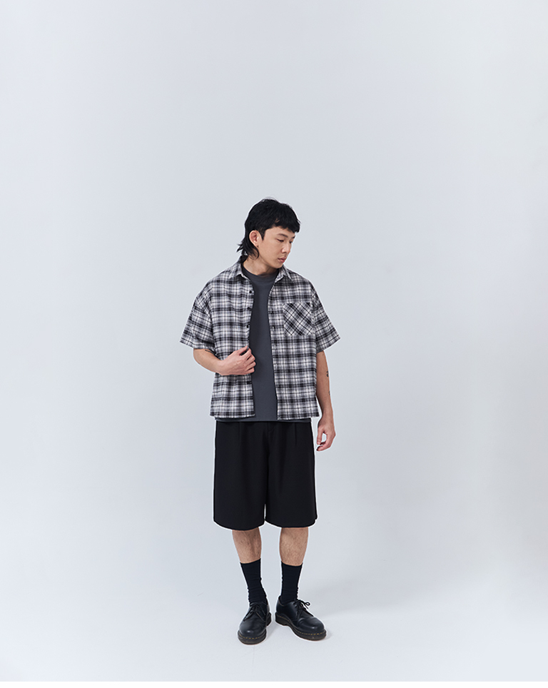 Men's Simple Plain Pleated Suit Shorts - Black S/M/L/XL【04130326】in stock+pre-order