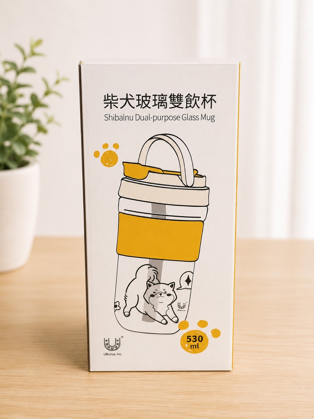 草屯院|UBonus 柴犬玻璃雙飲杯（530ml）