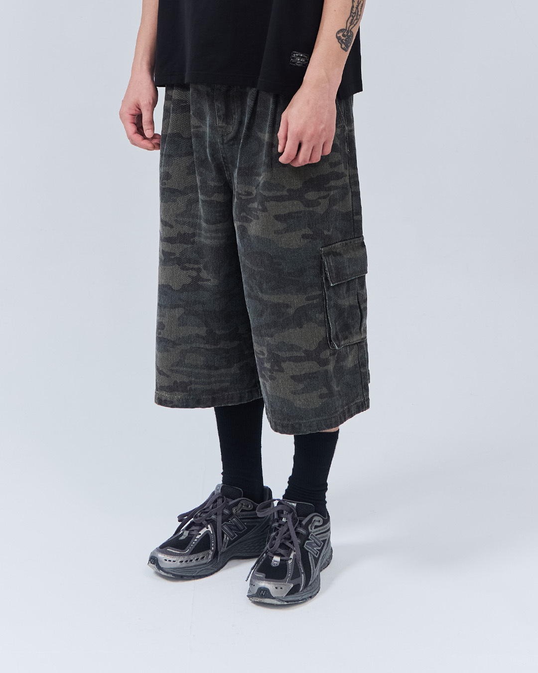 Men's Retro Distressed Camouflage Design Capri Pants, M/L/XL【04011869】in stock+pre-order
