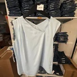 [S] DKNY LIGHT BLUE ASYMETRICAL SLEEVELESS BLOUSE, UC6TT484-LBL (SD1918)