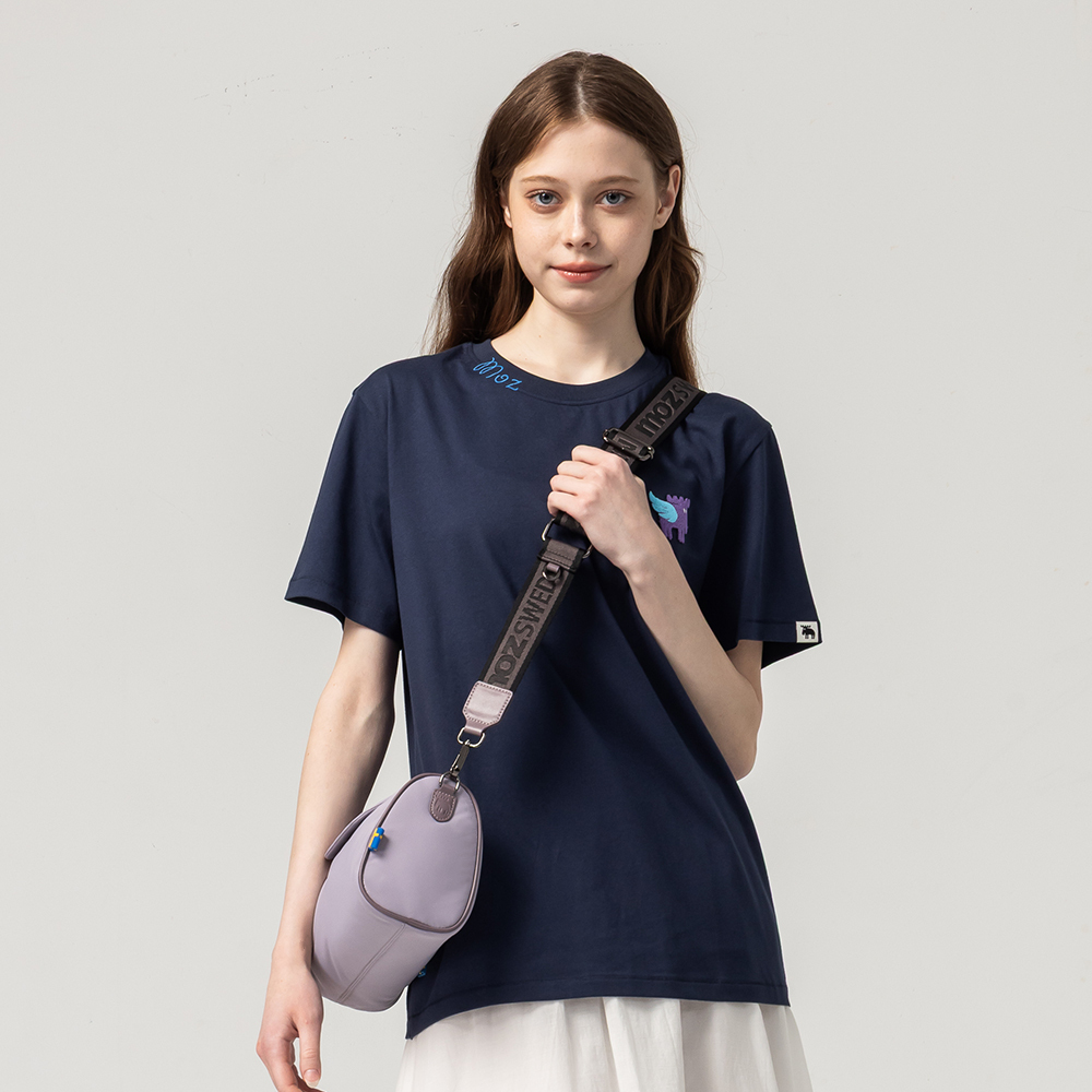 Enjoyable Moments, Comfortable and Soft 100% Cotton Short-Sleeve T-Shirt - Navy Blue, Women's