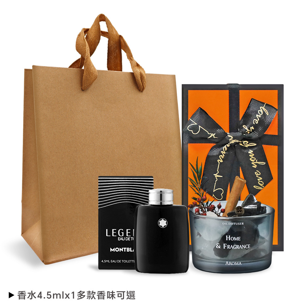 【MONTBLANC 萬寶龍】 香精迷你瓶(4.5ml)+ O'Pretty 歐沛媞 水晶開運香氛擴香晶石 附提袋-多款