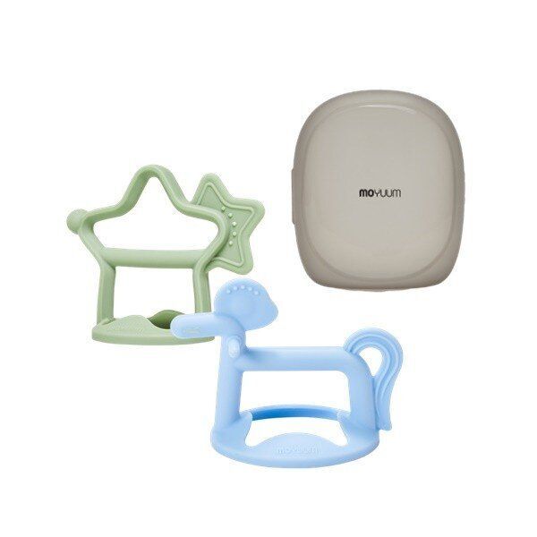 MOYUUM - Platinum Silicone Baby Teether Gift Set  (Blue Pony & Green Star)