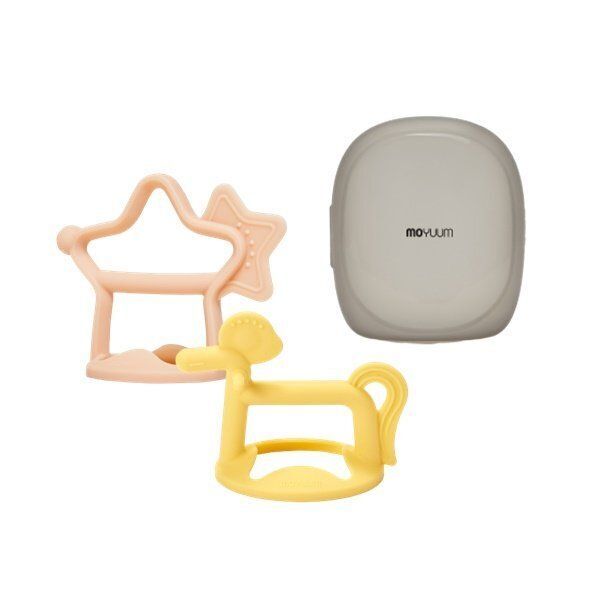 【MOYUUM】Platinum Silicone Baby Teether Gift Set (Yellow Pony & Pink Star)
