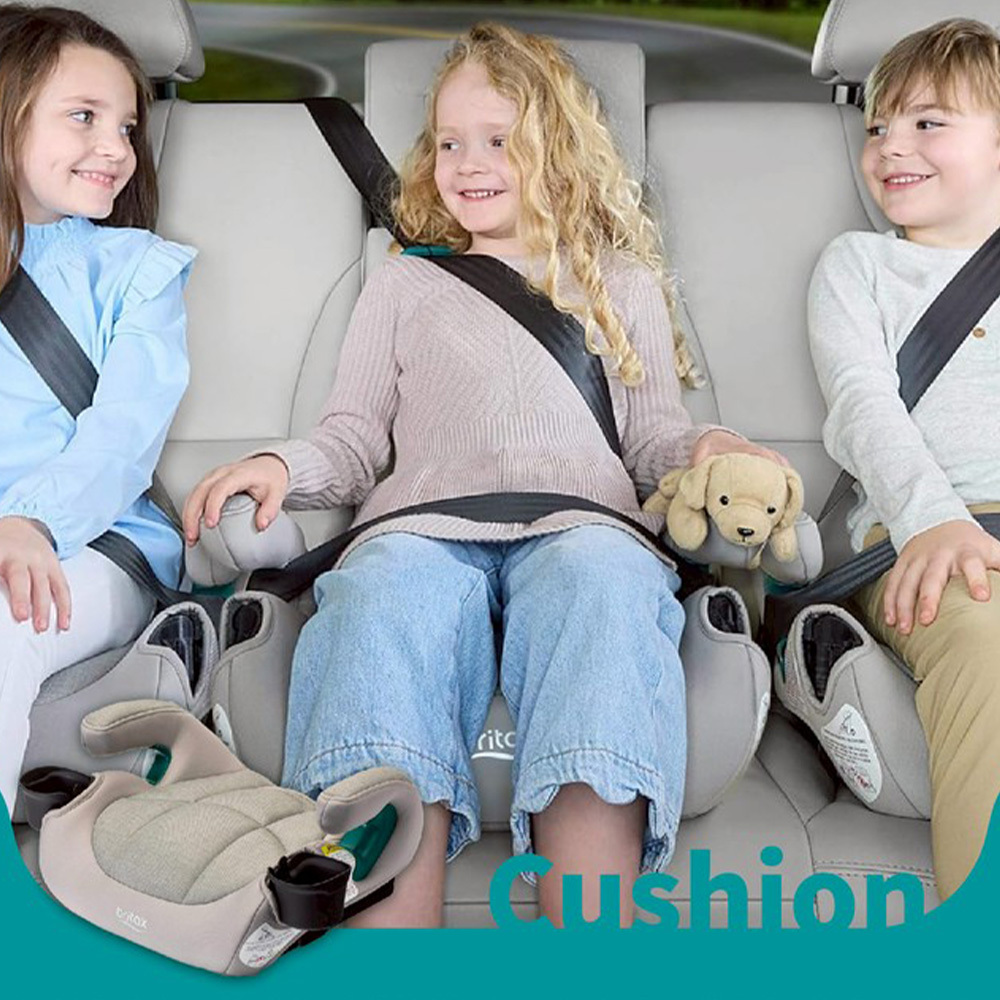 【Britax Römer】 英國  UpNGo Booster Seat（ISO/車用）兒童輔助型汽車增高座墊 - 卡其灰 (BX05101-2) 附杯架*2