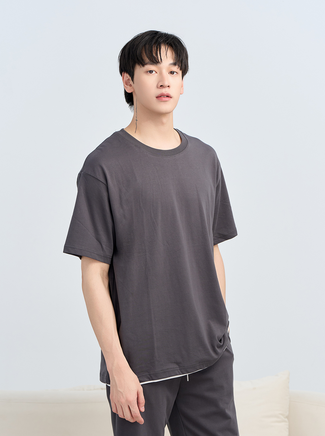 【期間限定】智能速乾棉寬鬆假兩件短TEE