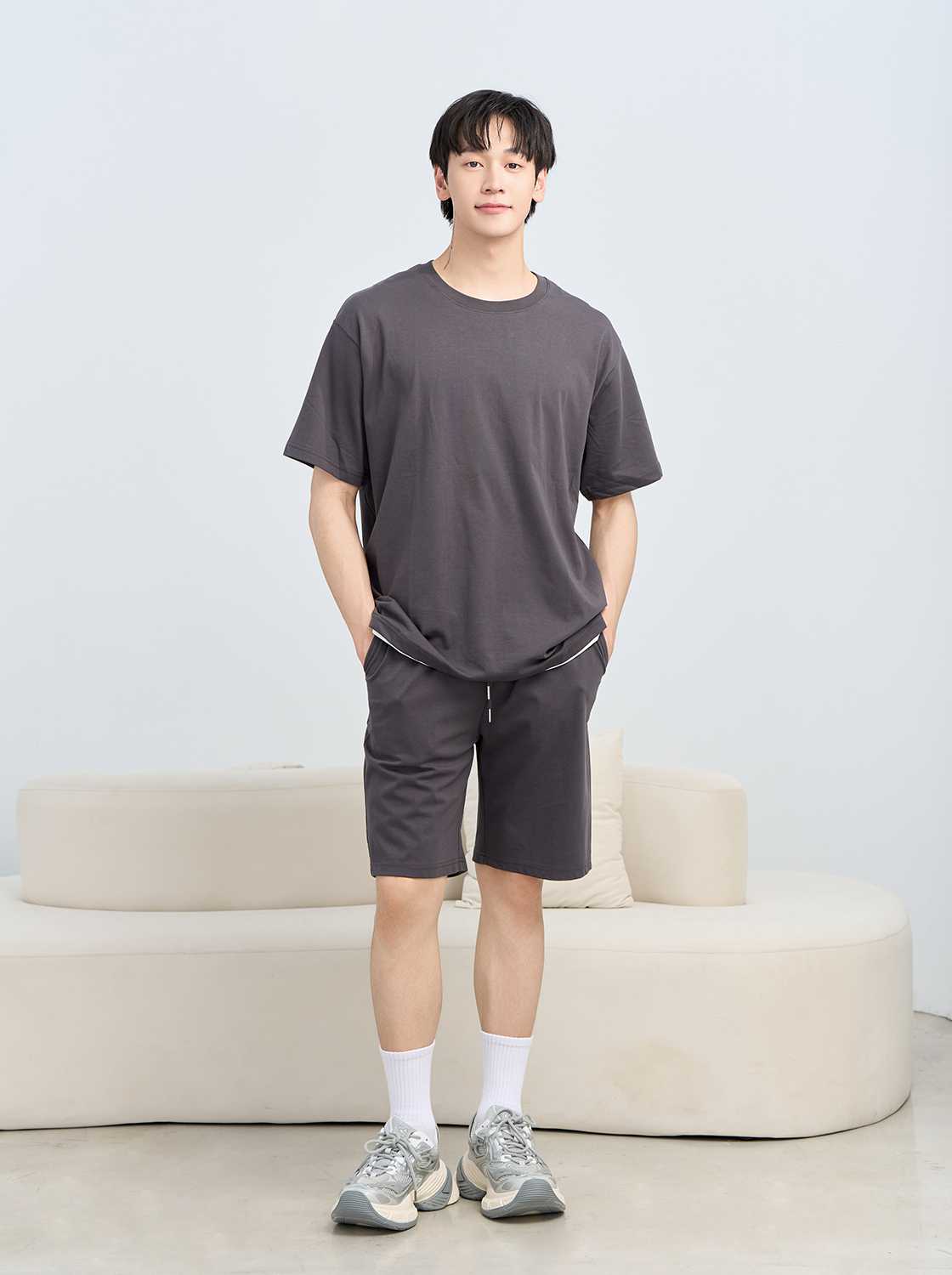 【期間限定】智能速乾棉寬鬆假兩件短TEE