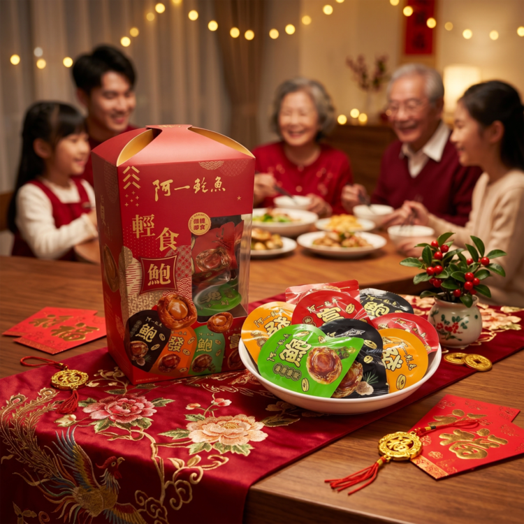 阿一輕食鮑魚禮盒 (16包裝) (四款口味﹕醬香、藤椒、麻辣、黑松露)