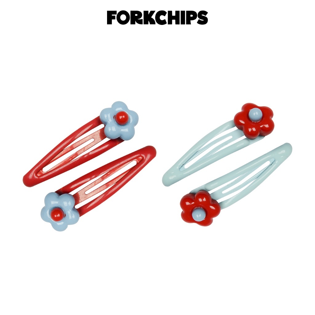 正韓夏FORK CHIPS 兩色花朵髮夾
