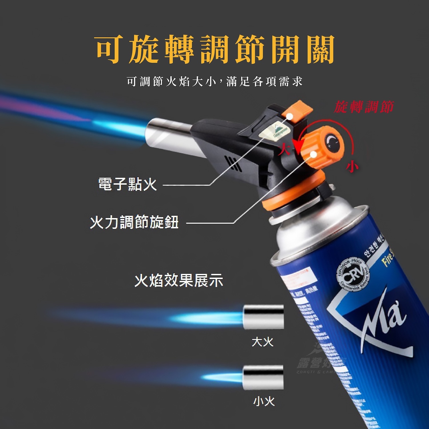 【Campingmoon 柯曼】免預熱噴槍｜卡式瓦斯噴槍 MT-2915-BK/RD CA24