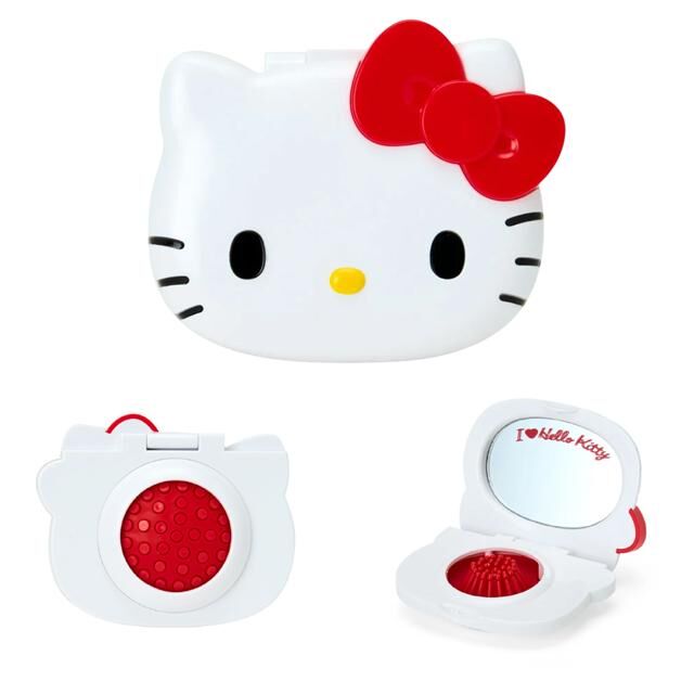 日本 SANRIO KITTY造型鏡梳組 黑 / 白