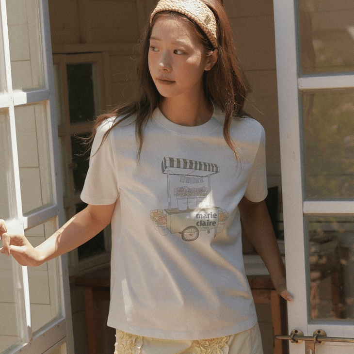 marie claire｜Flower Cart Short Sleeved T-shirt 關鍵字：MA123