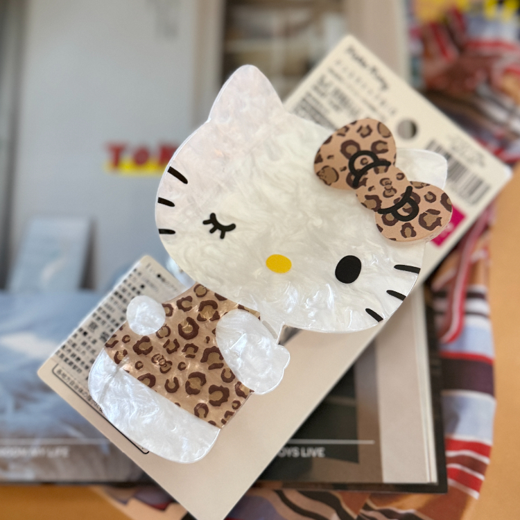日本 SANRIO全身造型鯊魚夾 豹紋KITTY 183893